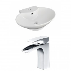 American Imaginations AI-15036 Oval Vessel Set In White Color With Single Hole CUPC Faucet