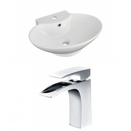 American Imaginations AI-15036 Oval Vessel Set In White Color With Single Hole CUPC Faucet