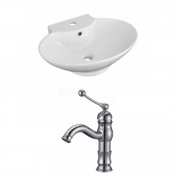 American Imaginations AI-15038 Oval Vessel Set In White Color With Single Hole CUPC Faucet