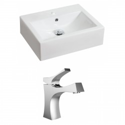 American Imaginations AI-15042 Rectangle Vessel Set In White Color With Single Hole CUPC Faucet