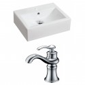 American Imaginations AI-15043 Rectangle Vessel Set In White Color With Single Hole CUPC Faucet