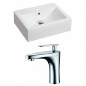 American Imaginations AI-15044 Rectangle Vessel Set In White Color With Single Hole CUPC Faucet