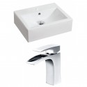 American Imaginations AI-15046 Rectangle Vessel Set In White Color With Single Hole CUPC Faucet