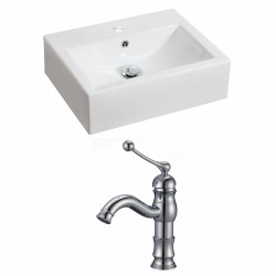 American Imaginations AI-15048 Rectangle Vessel Set In White Color With Single Hole CUPC Faucet