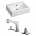 American Imaginations AI-15049 Rectangle Vessel Set In White Color With 8-in. o.c. CUPC Faucet