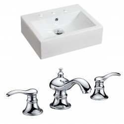 American Imaginations AI-15050 Rectangle Vessel Set In White Color With 8-in. o.c. CUPC Faucet