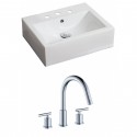 American Imaginations AI-15055 Rectangle Vessel Set In White Color With 8-in. o.c. CUPC Faucet