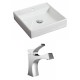American Imaginations AI-15056 Square Vessel Set In White Color With Single Hole CUPC Faucet