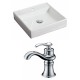 American Imaginations AI-15057 Square Vessel Set In White Color With Single Hole CUPC Faucet