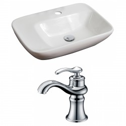 American Imaginations AI-15071 Rectangle Vessel Set In White Color With Single Hole CUPC Faucet
