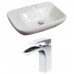 American Imaginations AI-15074 Rectangle Vessel Set In White Color With Single Hole CUPC Faucet