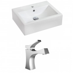 American Imaginations AI-15077 Rectangle Vessel Set In White Color With Single Hole CUPC Faucet