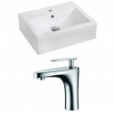 American Imaginations AI-15079 Rectangle Vessel Set In White Color With Single Hole CUPC Faucet