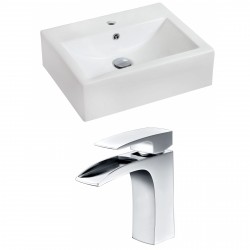 American Imaginations AI-15081 Rectangle Vessel Set In White Color With Single Hole CUPC Faucet