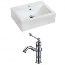 American Imaginations AI-15083 Rectangle Vessel Set In White Color With Single Hole CUPC Faucet