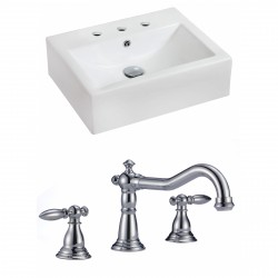 American Imaginations AI-15089 Rectangle Vessel Set In White Color With 8-in. o.c. CUPC Faucet