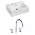 American Imaginations AI-15090 Rectangle Vessel Set In White Color With 8-in. o.c. CUPC Faucet