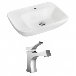 American Imaginations AI-15091 Rectangle Vessel Set In White Color With Single Hole CUPC Faucet