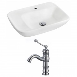 American Imaginations AI-15097 Rectangle Vessel Set In White Color With Single Hole CUPC Faucet