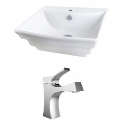 American Imaginations AI-15098 Rectangle Vessel Set In White Color With Single Hole CUPC Faucet