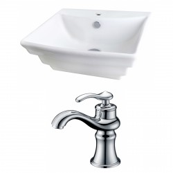 American Imaginations AI-15099 Rectangle Vessel Set In White Color With Single Hole CUPC Faucet