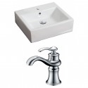 American Imaginations AI-15106 Rectangle Vessel Set In White Color With Single Hole CUPC Faucet