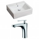 American Imaginations AI-15107 Rectangle Vessel Set In White Color With Single Hole CUPC Faucet