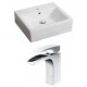American Imaginations AI-15109 Rectangle Vessel Set In White Color With Single Hole CUPC Faucet