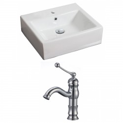 American Imaginations AI-15111 Rectangle Vessel Set In White Color With Single Hole CUPC Faucet