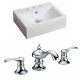 American Imaginations AI-15113 Rectangle Vessel Set In White Color With 8-in. o.c. CUPC Faucet
