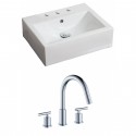 American Imaginations AI-15118 Rectangle Vessel Set In White Color With 8-in. o.c. CUPC Faucet