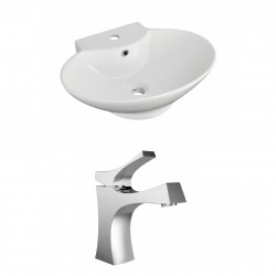American Imaginations AI-15140 Oval Vessel Set In White Color With Single Hole CUPC Faucet