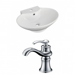 American Imaginations AI-15141 Oval Vessel Set In White Color With Single Hole CUPC Faucet