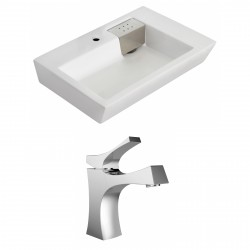 American Imaginations AI-15147 Rectangle Vessel Set In White Color With Single Hole CUPC Faucet