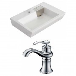 American Imaginations AI-15148 Rectangle Vessel Set In White Color With Single Hole CUPC Faucet