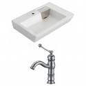 American Imaginations AI-15153 Rectangle Vessel Set In White Color With Single Hole CUPC Faucet