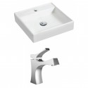 American Imaginations AI-15154 Square Vessel Set In White Color With Single Hole CUPC Faucet