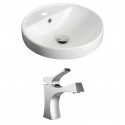 American Imaginations AI-15168 Round Vessel Set In White Color With Single Hole CUPC Faucet