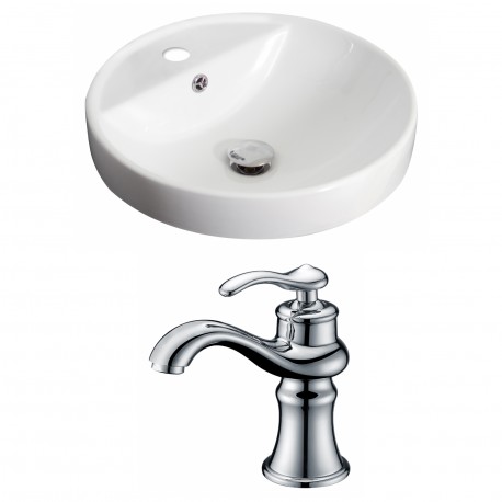 American Imaginations AI-15169 Round Vessel Set In White Color With Single Hole CUPC Faucet