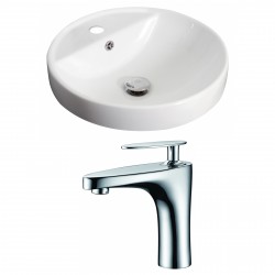 American Imaginations AI-15170 Round Vessel Set In White Color With Single Hole CUPC Faucet