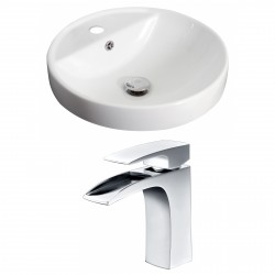 American Imaginations AI-15172 Round Vessel Set In White Color With Single Hole CUPC Faucet