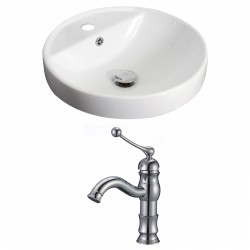 American Imaginations AI-15174 Round Vessel Set In White Color With Single Hole CUPC Faucet