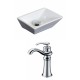 American Imaginations AI-15178 Rectangle Vessel Set In White Color With Deck Mount CUPC Faucet