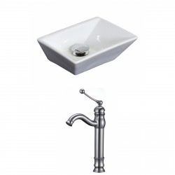 American Imaginations AI-15180 Rectangle Vessel Set In White Color With Deck Mount CUPC Faucet
