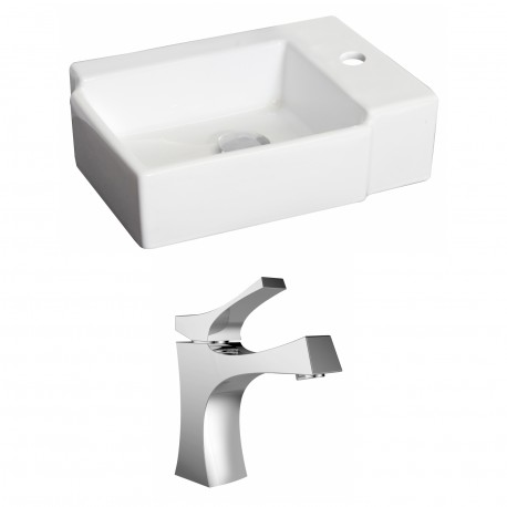American Imaginations AI-15187 Rectangle Vessel Set In White Color With Single Hole CUPC Faucet