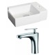 American Imaginations AI-15189 Rectangle Vessel Set In White Color With Single Hole CUPC Faucet