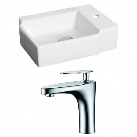 American Imaginations AI-15189 Rectangle Vessel Set In White Color With Single Hole CUPC Faucet