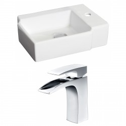 American Imaginations AI-15191 Rectangle Vessel Set In White Color With Single Hole CUPC Faucet