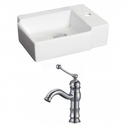 American Imaginations AI-15193 Rectangle Vessel Set In White Color With Single Hole CUPC Faucet