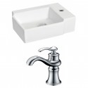 American Imaginations AI-15195 Rectangle Vessel Set In White Color With Single Hole CUPC Faucet